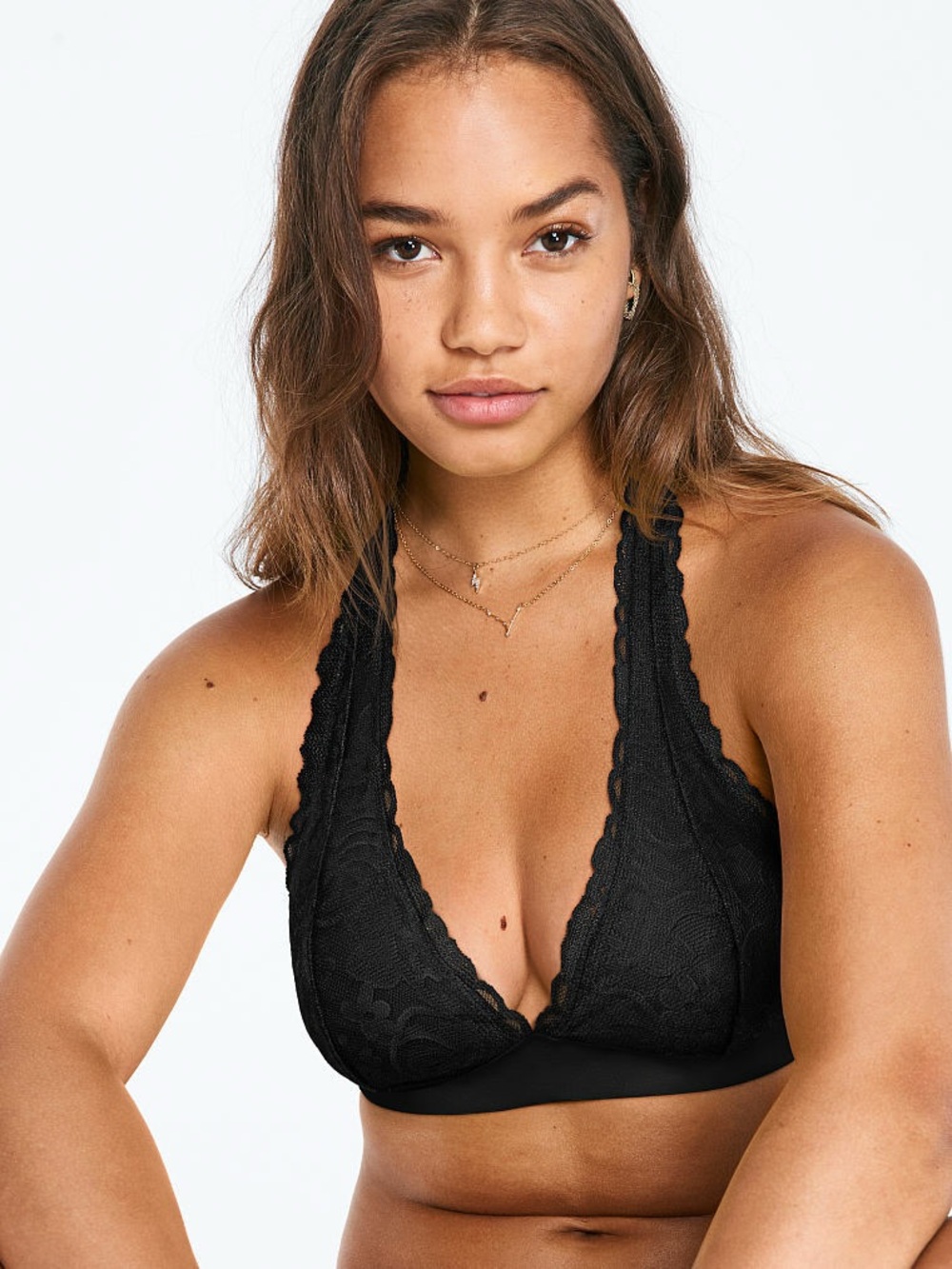 PINK Victoria's Secret Black Lace Racerback Bralette